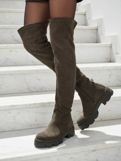 Kozaki damskie za kolano eko zamszowe Maelin