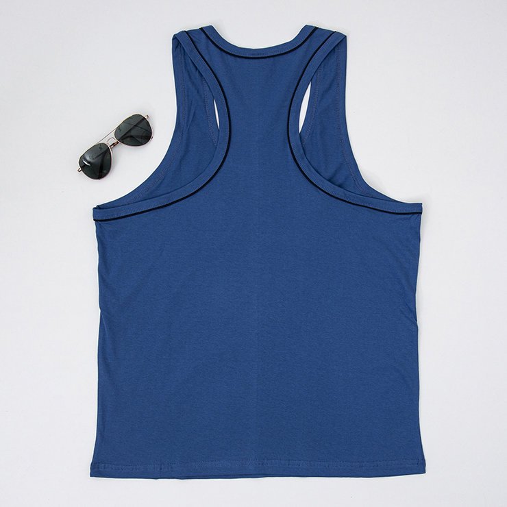 Cotton blue men's sleeveless T-shirt - Clothing