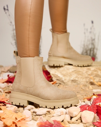 Royalfashion Beige Women's Insulated Comfy Walk Boots