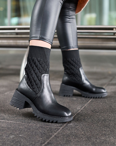 Royalfashion Черные женские сапоги Acigog на плоском каблуке