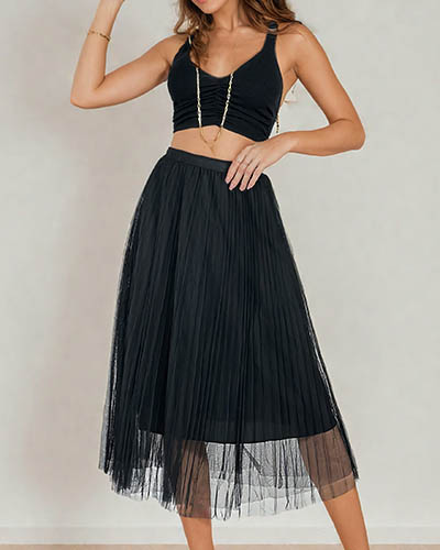 Royalfashion Women's double-layered midi skirt