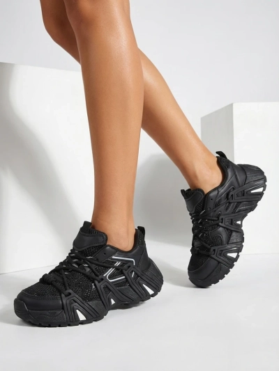 Athena Women's Black Synthetic Sports Everyday Sneakers