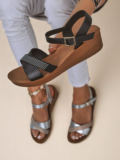 Royalfashion Sieviešu platformas kurpes ar rhinestones rotājumu Allona