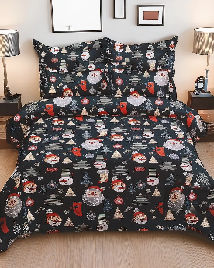 Royalfashion Ziemassvētku gultas veļas komplekts 160x200 pilnīgs 3-DAĻAS