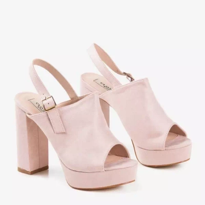 OUTLET Светло-розовые босоножки из эко-замши на высокой стойке Tripsi-Shoes