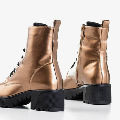 Ladies' gold lacquered Minna Workers - Footwear