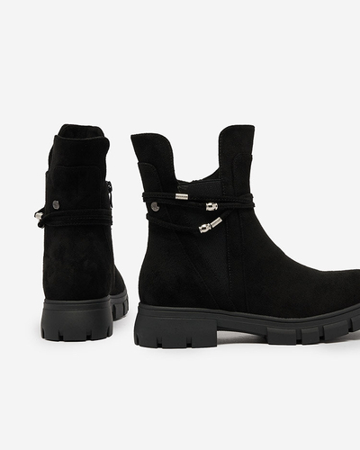 Royalfashion Black women's boots with decorative strap Dafflo