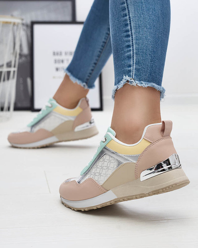 Sieviešu smilškrāsas un rozā krāsas mežģīņu sporta apavi Mnerio- Footwear
