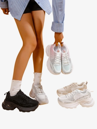 Royalfashion Women's sports sneakers with rhinestones Bloss