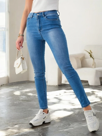 Royalfashion Women's cotton tapered jeans