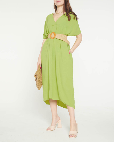 Women's green oversize dress with a belt - Clothing