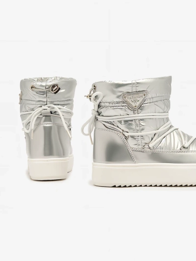 Royalfashion Sieviešu sudraba krāsas Vevnose slip-on zābaki a'la sniega zābaki