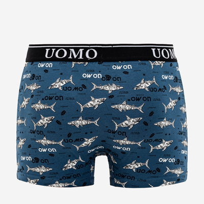 Men's dark blue boxer shorts with print - Underwear