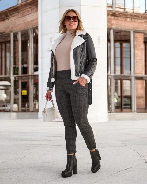 Royalfashion Warmed sieviešu tegingi bikses PLUS SIZE