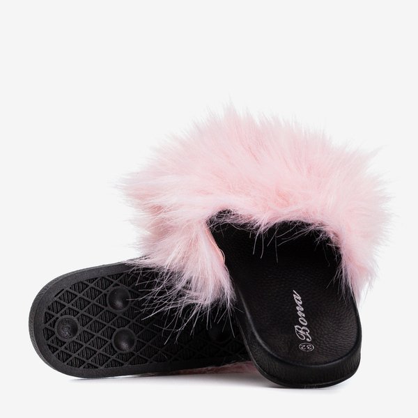 Pink children's slippers with fur Miaue - Footwear 1