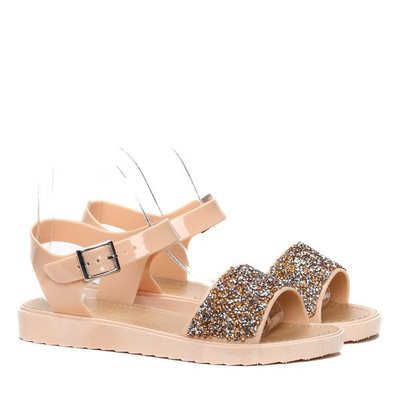Beige sandals decorated with Maxine zircons - Footwear 1