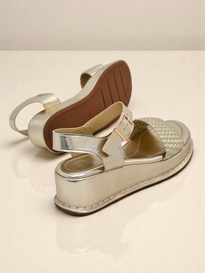 Royal Fashion Women's braided wedge sandals, Fiolle style