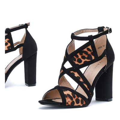 Black sandals on a Raffaele leopard post - Footwear 1