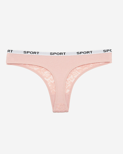 Powder women's lace thong with inscriptions - Underwear
