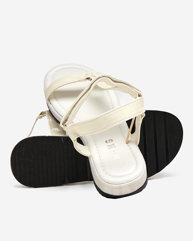 Cream women's flat sandals Hereris - Footwear