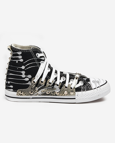 Women's black high-top sneakers with glitter Survivi- Footwear