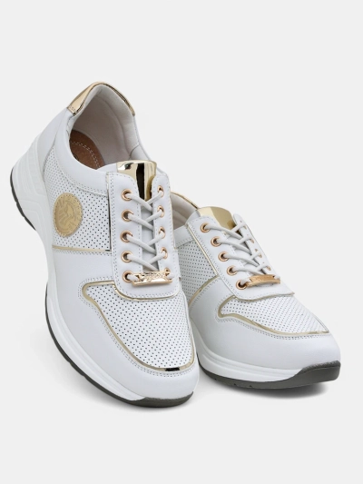 Damskie sneakersy koturny Calista Athena białe skóra ekologiczna