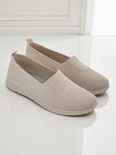 Callista Women's Beige Moccasins Made of Breathable Fabric Spring Summer