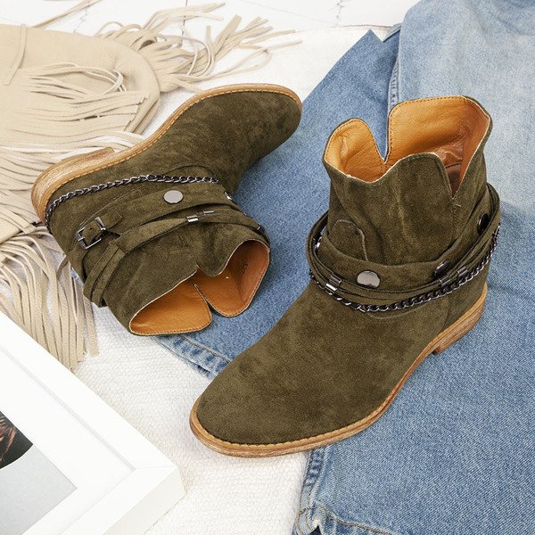 Green cowboy boots on an indoor wedge Salem - Footwear