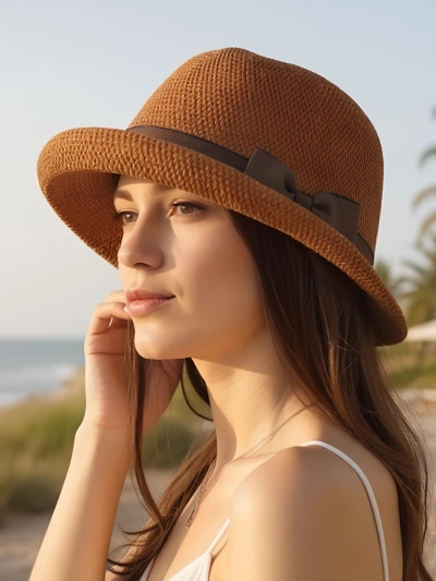Royalfashion Women's hat decorated with a bow Summer Grace