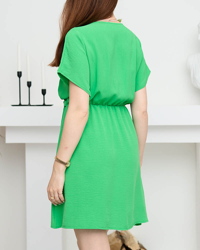 Women's green dress with a decorative chain - Clothing