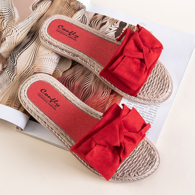 Red women's flip-flops with bow Foas - Footwear