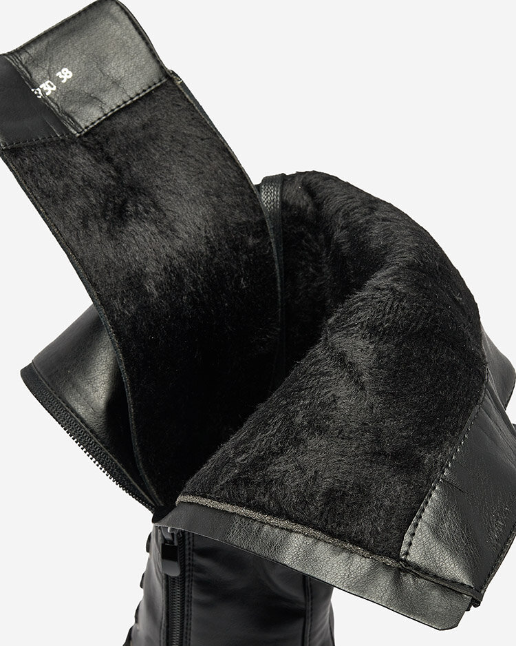 Royalfashion Женские сапоги на шнуровке до колена черного цвета Geiotta