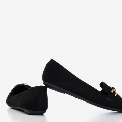 Black loafers with a decorative Tessea plate - Footwear