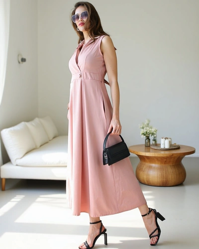 Royalfashion Women's sleeveless dress with a wrap neckline Bizness