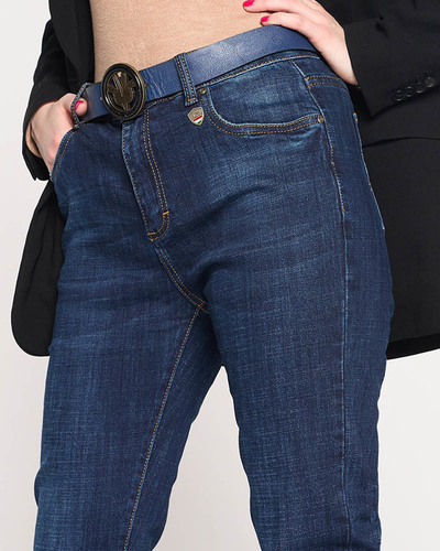 Straight women's jeans, navy blue - Clothing