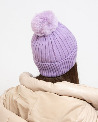 Royalfashion Purple women's insulated cap with pompom