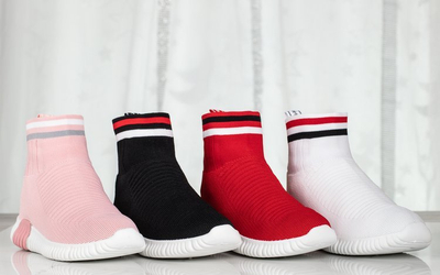 Pink sports shoes with decorative sock Sallitsa - Footwear