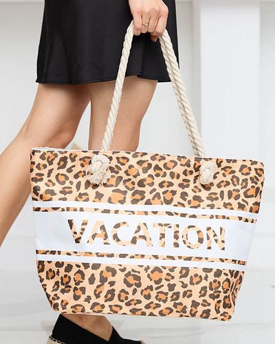 Women's camel leopard beach handbag - Accessories