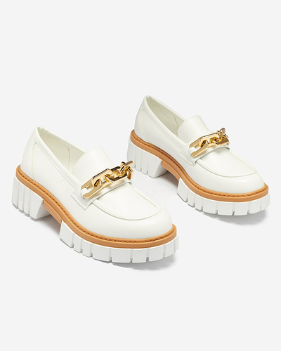 White women's shoes with a golden addition Plirose - Footwear