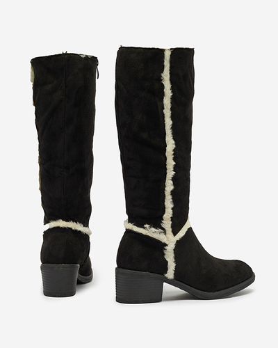 Black women's boots with fur Zerriva- Footwear