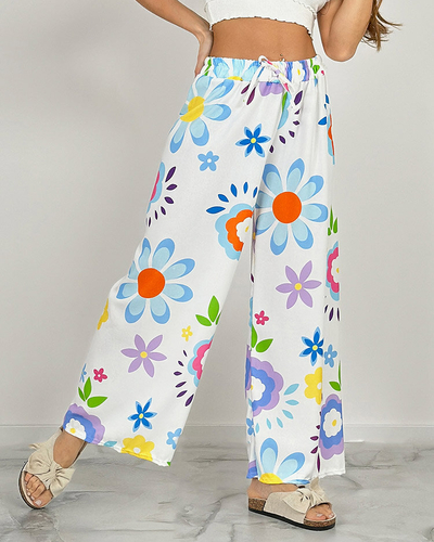 Royalfashion Женские широкие брюки из цветочной ткани