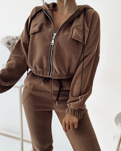 Royalfashion Women's brown striped sports set