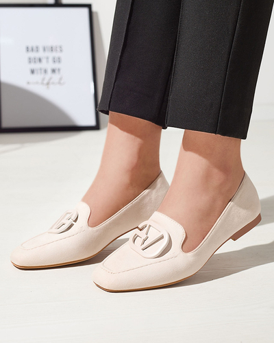 Women's moccasins with ecru embellishment Jeterika - Footwear