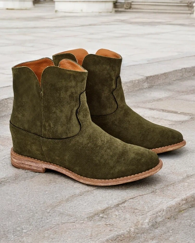 Royalfashion Cowboy-style ankle boots on a covered wedge Blueston