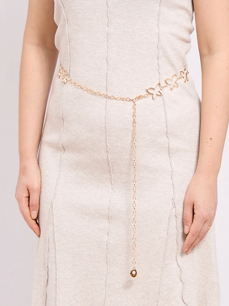 Aurelia Butterfly Women's Metal Belt with Elegant Chain – 115 cm
