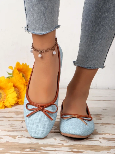 Royalfashion sieviešu baleta kurpes ar mirdzumu un loku Aramie