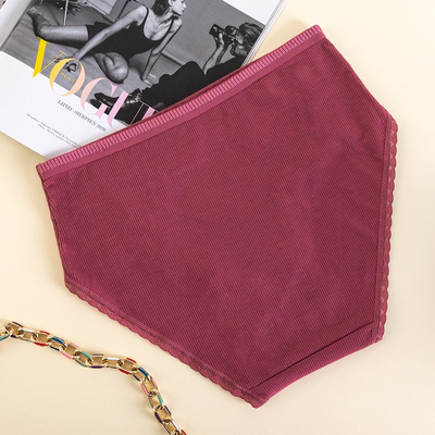 Dark pink women's ribbed panties PLUS SIZE - Underwear