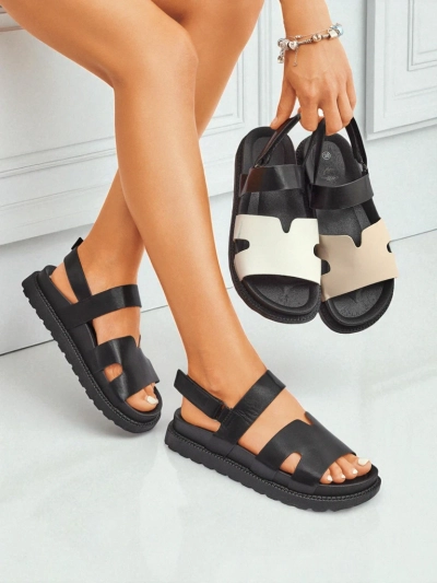 Sandały koturny damskie Hera Azzurro z ekoskóry grafitowe na lato