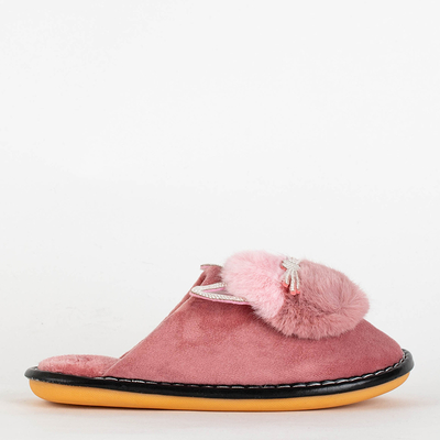 Pink women's slippers with Milonu's cat - Footwear