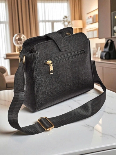 Black Demetra women's bag made of ecological patent leather, elegant